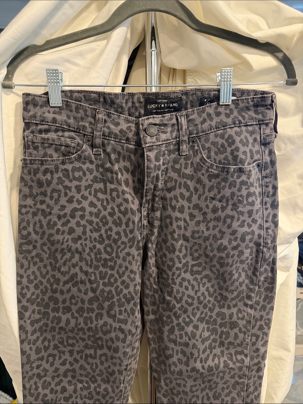 Lucky Brand Charcoal Leopard Straight Leg Jeans